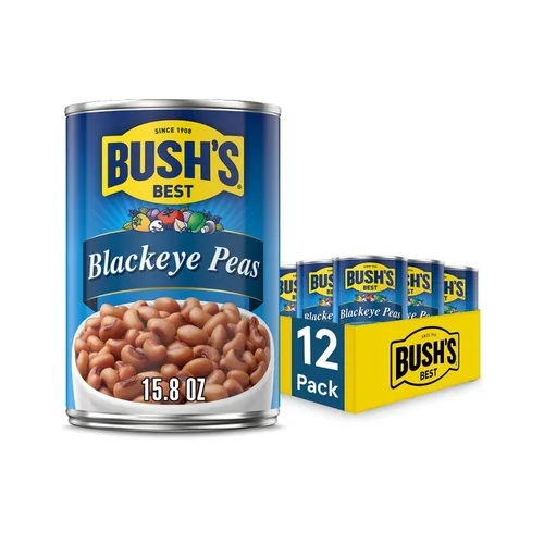 BUSH'S BEST Guisantes Blackeye enlatados de 15.8 onzas, fuente de proteína y fibra a base de plantas, bajo en grasa, sin gluten, (paquete de 12)