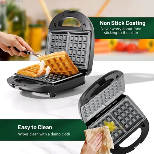 Miniatura 4 de KEENSTAR Sandwichera eléctrica 3 en 1, waflera con platos antiadherentes extraíbles, parrilla con calefacción de doble cara, fácil de limpiar