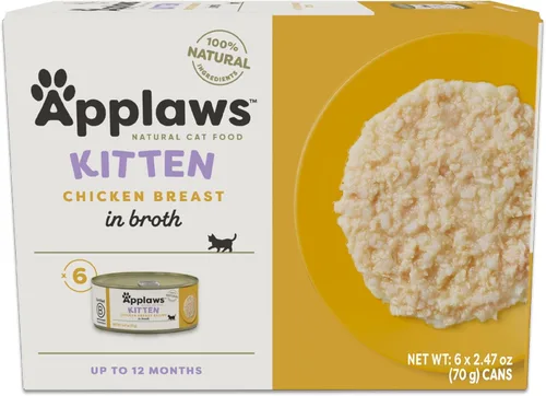 Applaws Alimento húmedo natural para gatitos, ingredientes limitados y naturales, alto en proteínas sin aditivos artificiales, pechuga de pollo en