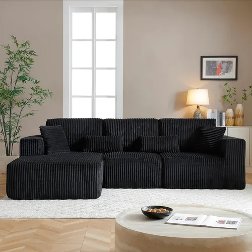 Miniatura 9 de Sofás seccionales de nube deshuesada de 95 pulgadas para sala de estar, cómodo y esponjoso sofá de espuma viscoelástica en forma de L, sofá modular