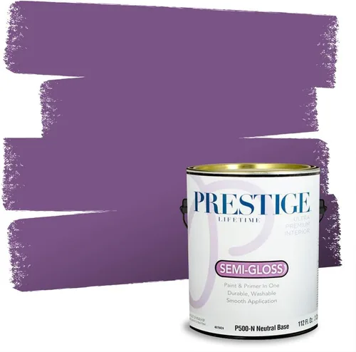 Miniatura 76 de PRESTIGE Pinturas de pintura interior e imprimación en uno, 1 galón, plano, combinación comparable de Sherwin Williams* Kimono Violet*