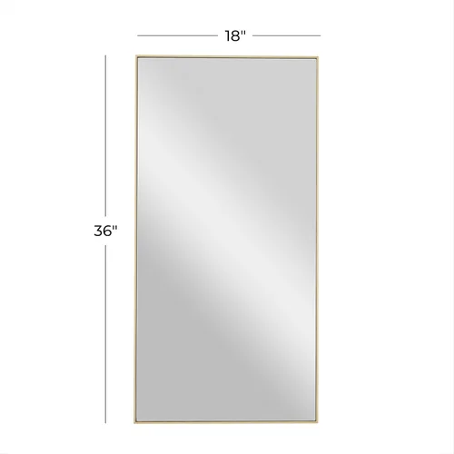 Miniatura 6 de Deco 79 Espejo de pared de madera para habitación, espejo de entrada con marco delgado, espejo de pared de 18 x 1 x 36 pulgadas, dorado