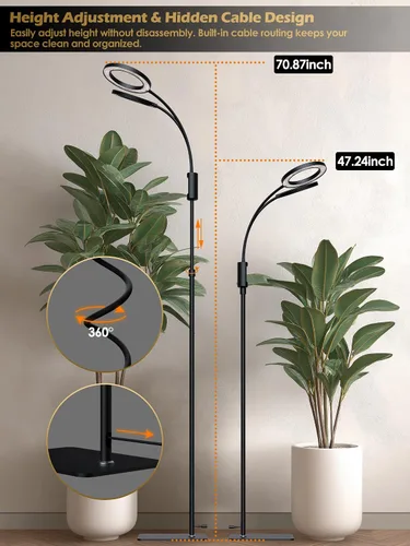 Miniatura 6 de Luces de Crecimiento Inteligentes para Plantas de Interior, 48W Luz de Planta de 2 Cabezales con Temporizador Automático, Luz LED de Crecimiento