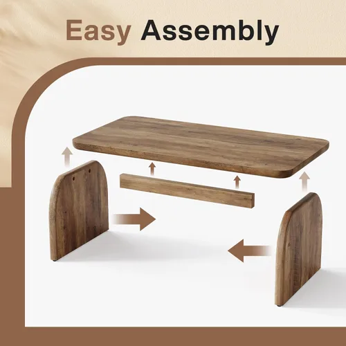 Miniatura 8 de Tribesigns - Mesa de café rectangular, mesa de 47 pulgadas de madera para sala de estar, mesa de centro baja de estilo granja con base resistente