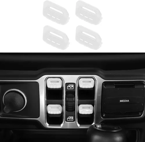 Miniatura 15 de Jimen Compatible con Jeep Wrangler JL JLU 2018-2023 y Jeep Gladiator JT 2020-2023, 4 piezas de cubierta de interruptor de botón de ventana