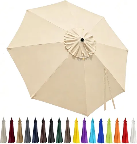Toldo de repuesto para sombrilla de patio de 10 pies, 8 varillas, impermeable y resistente a la decoloración, tela de poliéster gruesa para patio