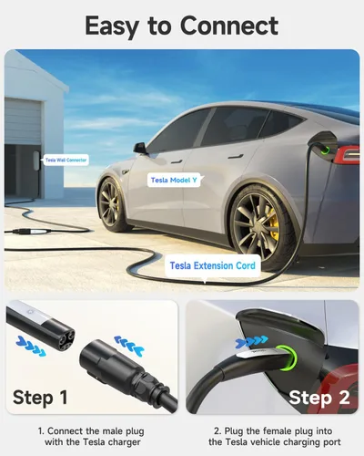 Miniatura 6 de SEGUMA Cable de extensión de cargador EV para Tesla, cable de extensión NACS para cargador NACS de nivel 1 y 2, conector de pared Tesla, cable