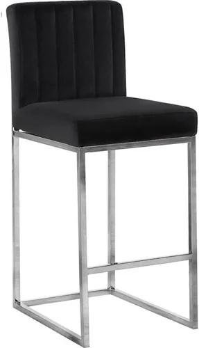 Meridian Furniture Giselle Collection Modern | Taburete de mostrador contemporáneo tapizado de terciopelo, con base de metal cromado pulido, 16