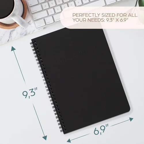 Miniatura 8 de Hermoso planificador diario y cuaderno con horario por hora, bloc de notas estético en espiral para organizar fácilmente tus tareas y citas, Negro