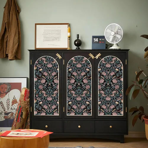 Miniatura 4 de Blooming Wall DPYC42 William Morris - Papel tapiz autoadhesivo y removible, autoadhesivo, diseño de flores y tulipanes (17.7 x 118 pulgadas, azul)