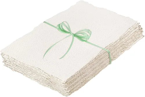 Prudiut 50 hojas de papel de acuarela de 6 x 8 pulgadas, 160 GSM con borde deckled borde, papel hecho a mano con textura rugosa para invitaciones de