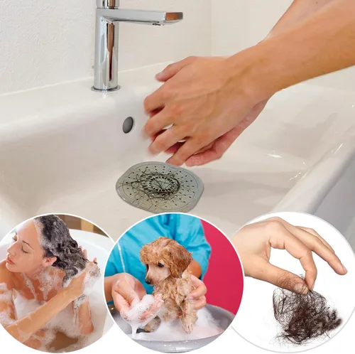 Miniatura 3 de Recolector de cabello cuadrado con ventosas para desagüe, tapón de silicona para ducha, fácil de instalar para baño, tina y cocina, 2
