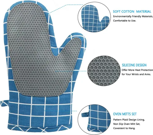 Miniatura 2 de Guantes de horno y agarraderas para barbacoa, guantes de horno y soportes para ollas con relleno reciclado, guantes de cocina antideslizantes