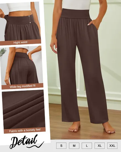 Miniatura 24 de Neer - Conjunto de 3 pantalones de yoga de pierna ancha para mujer - Pantalones deportivos cómodos, holgados, de cintura alta y casuales