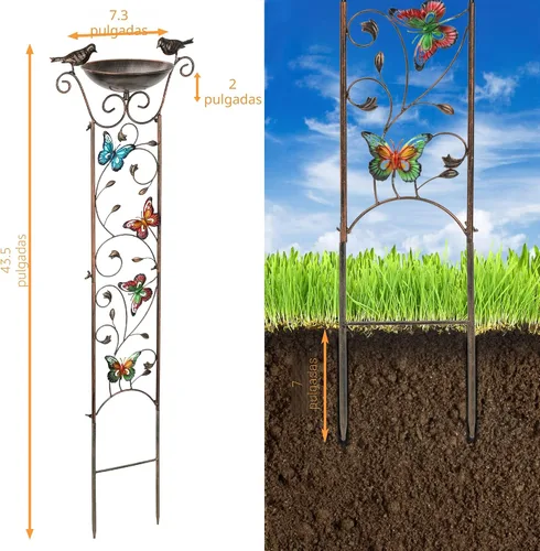 Miniatura 2 de LEWIS&WAYNE Enrejado de Jardín Baño para Pájaros al Aire Libre, Enrejado de 40 Pulgadas de Hierro Antiguo para Plantas de Jardín Decorativo