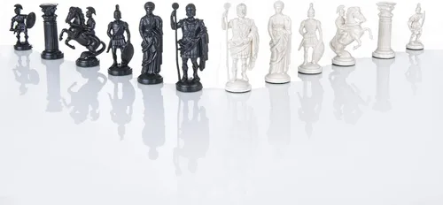 Miniatura 5 de Juego de ajedrez romano – Tablero de ajedrez de vinilo Negro/Blanco Tamaño 17,3" + Piezas de Ajedrez Romano 3,75" Negro/Blanco