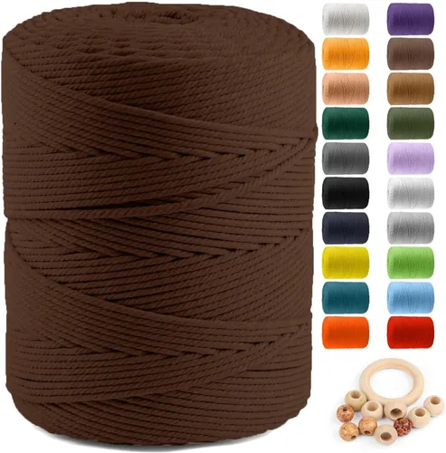 Miniatura 33 de Cuerda de algodón para macramé de 5 mm x 109 yardas, ZUEXT 100% natural hecha a mano, cuerda de algodón trenzada de 4 hebras para colgar plantas