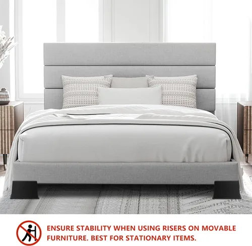 Miniatura 3 de Elevadores de cama de 4 pulgadas, resistentes, elevadores de muebles de gran tamaño, paquete de 4 elevadores de cama extra anchos para mesa, sofá