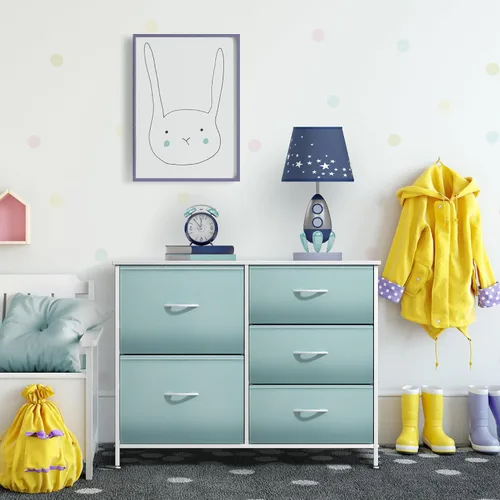 Miniatura 6 de Sorbus - Cómoda con 5 cajones, mesita de noche y mesa auxiliar para el hogar, accesorios de habitación, oficina, dormitorio universitario