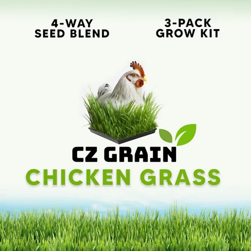 Kit de cultivo de hierba de pollo, brotes frescos que les encantan a los pollos, viene con bandeja de cultivo, 3 almohadillas de yute y paquetes de