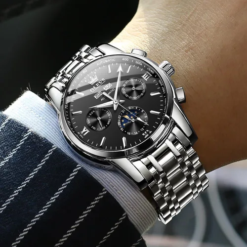 Miniatura 3 de OLEVS Relojes automáticos para hombre, esqueleto mecánico, de lujo, a la moda, reloj de pulsera luminoso impermeable