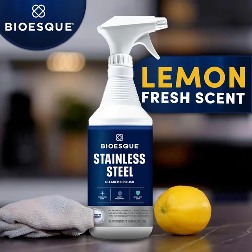 Miniatura 3 de Bioesque Limpiador y esmalte de acero inoxidable, resistente, no abrasivo, 32 onzas líquidas (paquete de 1)