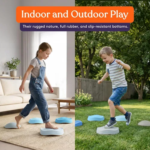 Miniatura 7 de Special Supplies Stepping Stones for Kids, 5 Balance Indoor and Outdoor Blocks Promote Coordination, Balance, Strength, Child Safe Rubber, Non-Slip