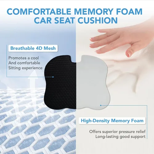 Miniatura 5 de Lofty Aim Cojín de asiento de coche, cómodos cojines de espuma viscoelástica para conducir (negro)