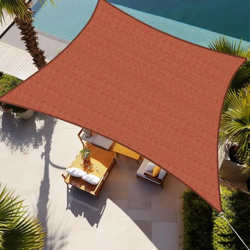 Shade&Beyond - Toldo rectangular tipo vela de 06 x 10 pies, parasol permeable para patio, jardín, terraza, pérgola - color rojo óxido (hacemos