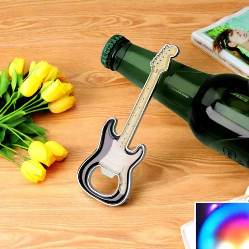 Miniatura 5 de Abridor de botellas de cerveza, 2 piezas, abridor de botellas en forma de guitarra, regalo de guitarra, accesorios de cocina para bebedores, amantes