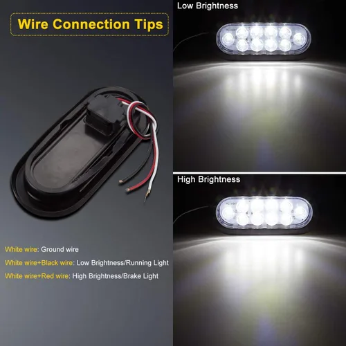 Miniatura 6 de LIMICAR 4 luces traseras ovaladas rojas y 2 blancas, kit de luces planas de 6 pulgadas, luces traseras LED para camiones, luces traseras de remolque