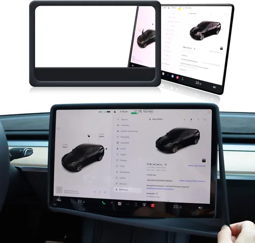 Rislobx Protector de pantalla para Tesla Model 3/Y, accesorios con marco inferior ampliado, protección de pantalla de consola central de silicona