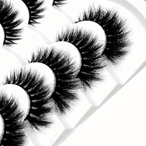 Miniatura 260 de Pooplunch - Pestañas postizas finas de visón sintético, estilo ojo de gato, naturales, cruzadas, tipo racimo, efecto 8D de volumen, tiras
