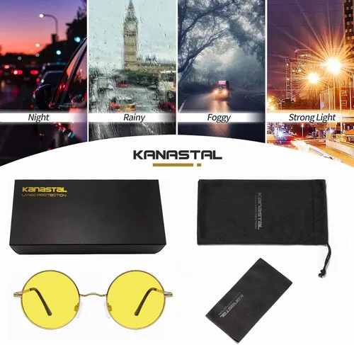 Miniatura 6 de KANASTAL Gafas de sol redondas polarizadas para mujeres y hombres, estilo hippie con protección UV400
