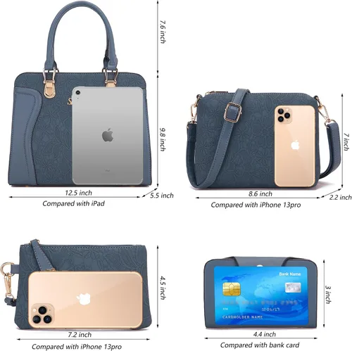 Miniatura 65 de Bolsos de mano de moda para mujer, bolsa de hombro, asa superior, bolsa de mano, juego de 4 piezas