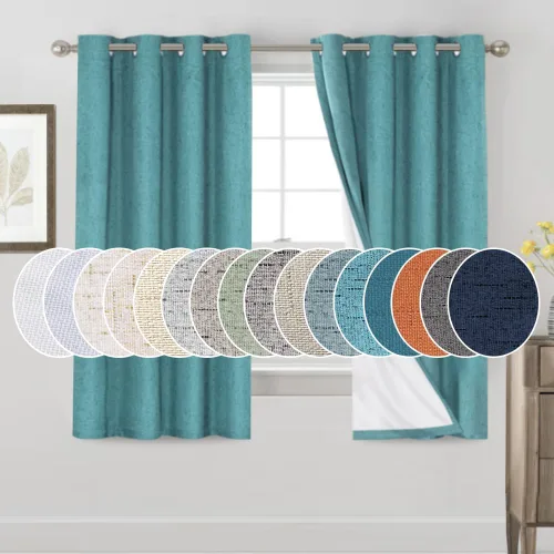 Miniatura 145 de Primitive - Cortinas opacas 100 % de lino texturizado natural para dormitorio, sala de estar, cortinas para ahorra energía, tela de arpillera