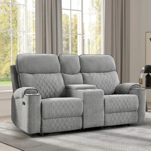 Miniatura 10 de EBELLO Sofá Sillón Reclinable Eléctrico, Sofá Reclinable Eléctrico de Tela de 3 Plazas con Portavasos, Puertos de Carga USB y Tipo C y Espacio