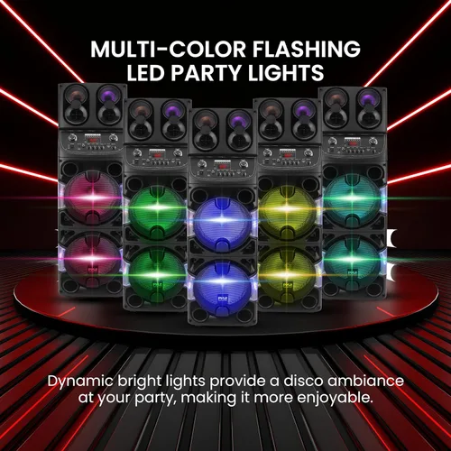 Miniatura 4 de Pyle Altavoz portátil Bluetooth PA - Sistema de audio de karaoke BT de 600W dual de 10" recargable para interiores/exteriores - Pantalla LED