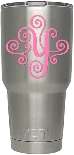 Miniatura 68 de Monogram - Calcomanía troquelada/vinilo adhesivo. Haga clic para opciones de color/letra. Disponible en cuatro colores y todas las letras de la A