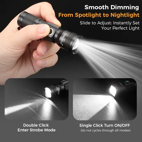 Miniatura 5 de UNROEVS Mini linterna recargable con imán, linternas de bolsillo de alto lúmenes con clip, luz LED compacta de 1200 lúmenes, pequeña luz y largo