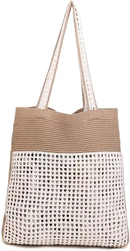 Miniatura 9 de ENBEI Bolsas bohemias, bolsa de punto de hombro, bolsa de mano Y2K estética, bolso de ganchillo lindo para mujeres, regalos hippie Rosa con seis