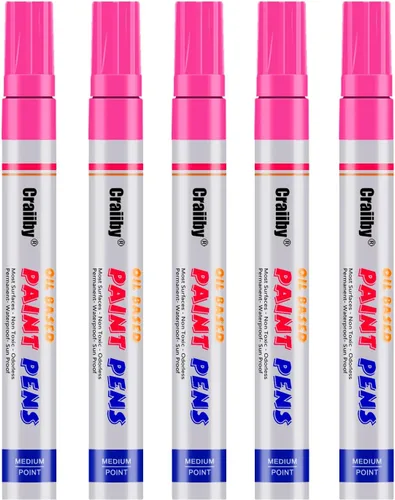 Miniatura 10 de Marcadores de pintura blanca, paquete de 5 rotuladores de pintura a base de aceite, impermeables, de secado rápido y permanente, para pintura
