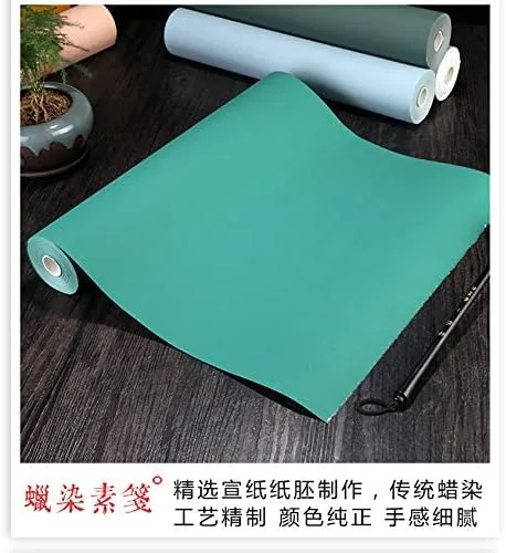 Miniatura 2 de Rollo de escritura de pintura Batik Xuan Paper Thickening Rice Sumi Paper para práctica caligrafía china japonesa y dibujo con pincel (verde militar)