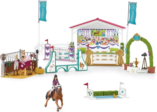 Miniatura 10 de Schleich Horse Club — juego de 86 piezas para torneo de amistad, juego de caballos con figura de yegua árabe y 2 muñecas, juguetes de caballos