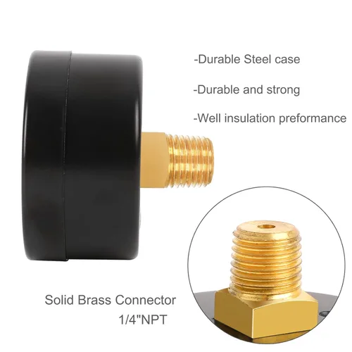 Miniatura 5 de Manómetro de presión de agua para gas y agua (15 psi) escala única con conexión trasera NPT de 1/4