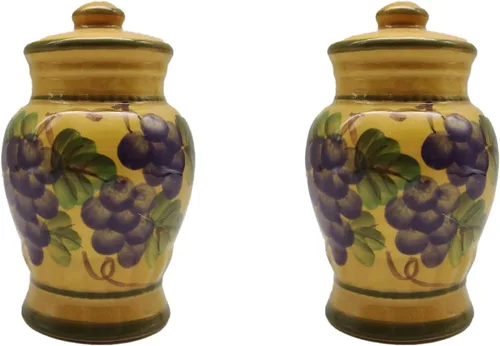 Miniatura 2 de ACK Viva Collection - Juego de sal y pimienta de cerámica pintada a mano con lunares rojos, recargable, 3-1/2 pulgadas de alto, decoración de cocina