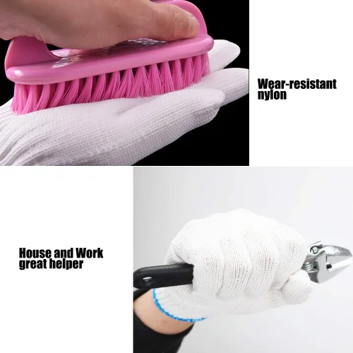 Miniatura 4 de Guantes de trabajo de protección de agarre seguro para hombres y mujeres, guantes de trabajo para barbacoa de algodón grueso (paquete de 6 pares)