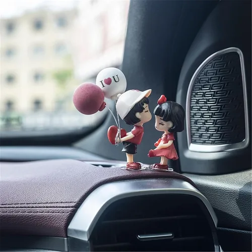 Miniatura 4 de Lindos adornos para parejas, decoración de automóvil, decoración de automóvil para pareja, figuras de acción de caricaturas para parejas, accesorios