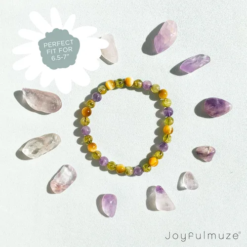 Miniatura 40 de Pulseras elásticas, piedras preciosas naturales, amatista, citrino, cuarzo rosa, cuarzo de cristal transparente, ojos de peridoto y teger, regalo