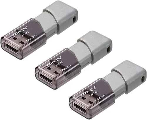 Miniatura 2 de PNY Unidad flash USB 3.0 Turbo Attaché 3 de 64 GB, color gris (paquete de 3)